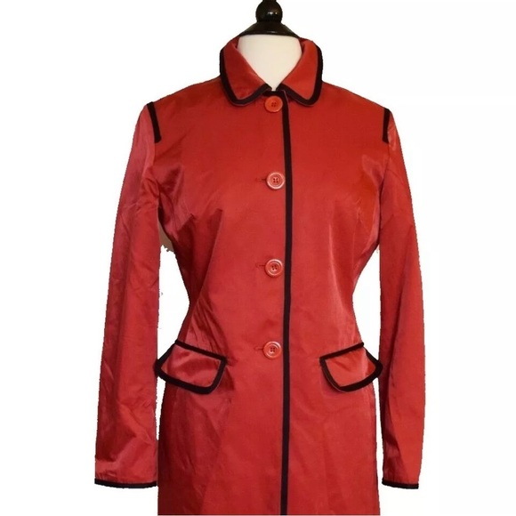 Nine West Jackets & Blazers - Nine West Raincoat in Red with Black Trim Size Small